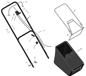 Handle And Bag Assembly Diagram and Parts List for 222390X31C 2004 Briggs and Stratton Lawn Mower